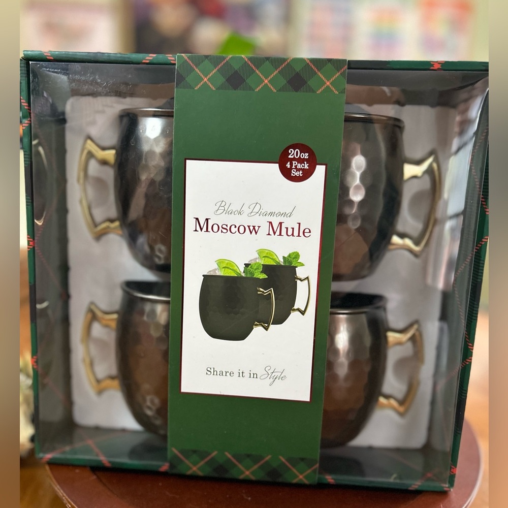 Black Diamond Moscow Mule 4-Piece Gift Set Hammered Mugs - Picture 11 of 14